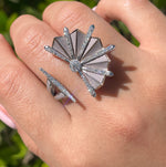 18k Two Tone Gold Diamond Enamel Amaranta Cocktail Ring