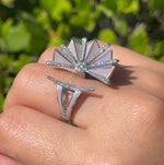 18k Two Tone Gold Diamond Enamel Amaranta Cocktail Ring