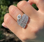 JAY FEDER 18K WHITE GOLD DIAMOND WHITE ENAMEL WRAP RING