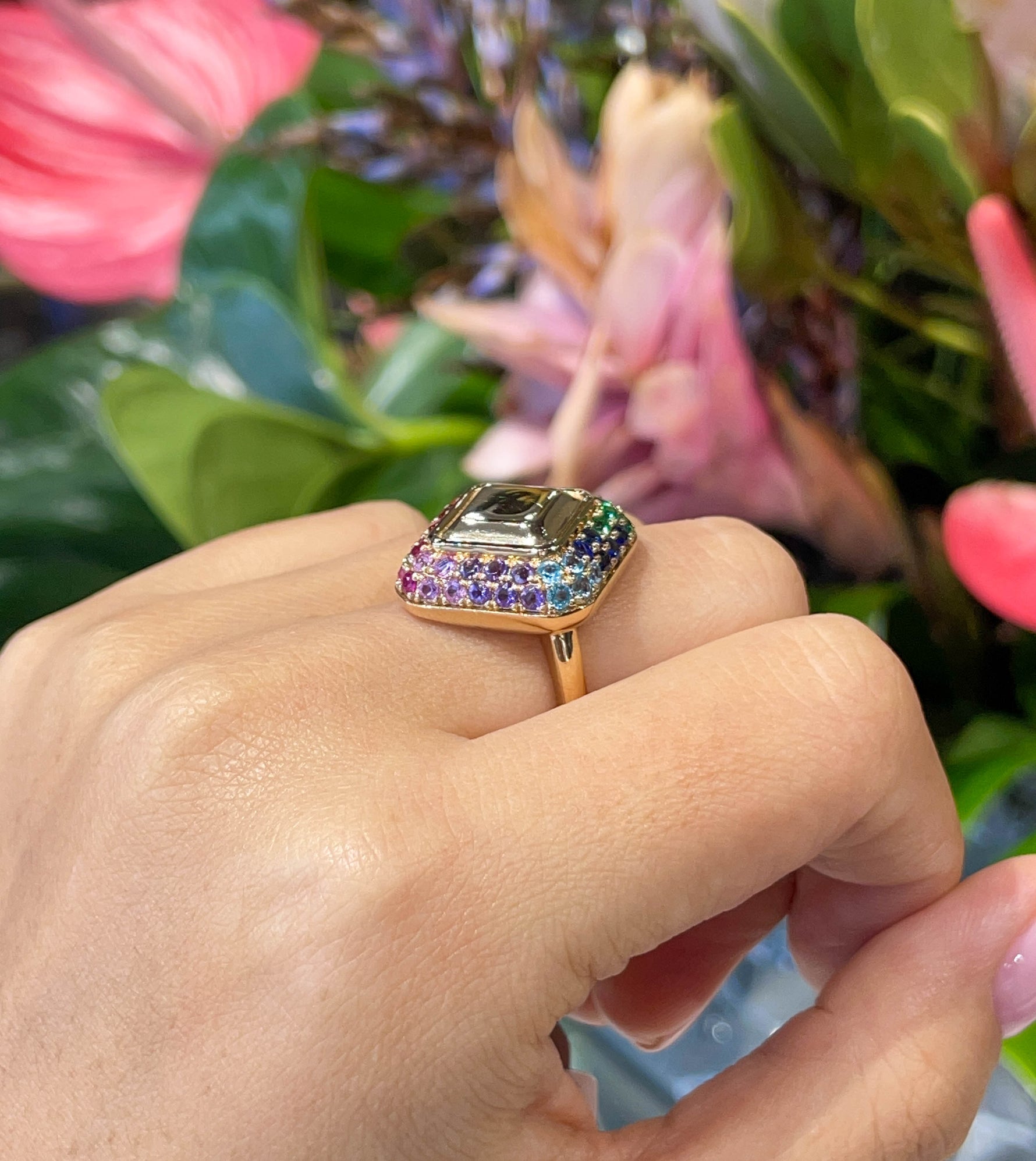 Luisa Alexander 14K Yellow Gold Multicolor Stones Pave Ring