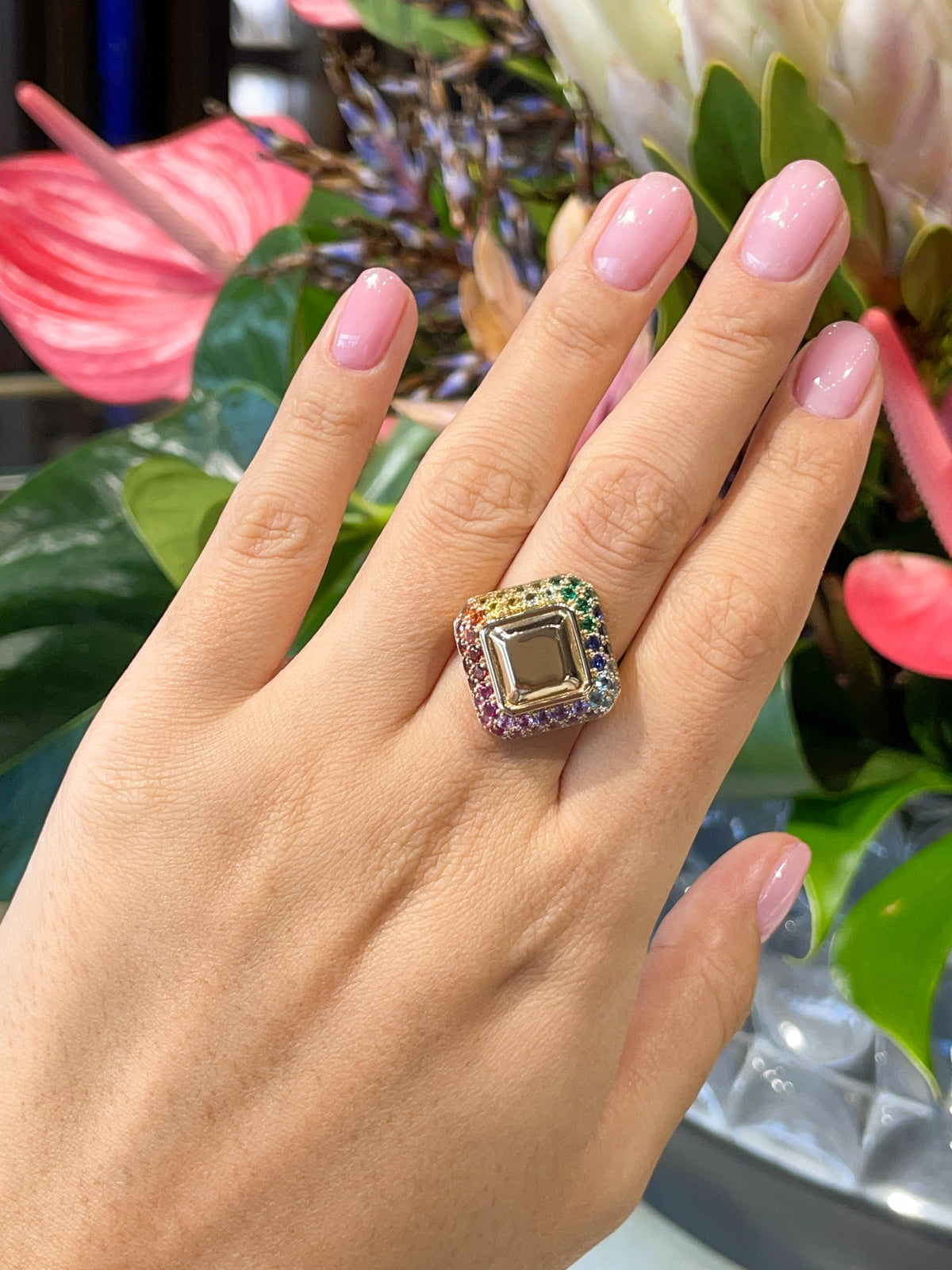 Luisa Alexander 14K Yellow Gold Multicolor Stones Pave Ring