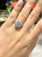 Jay Feder 18K White Gold Emerald Pie-cut Diamond Ring