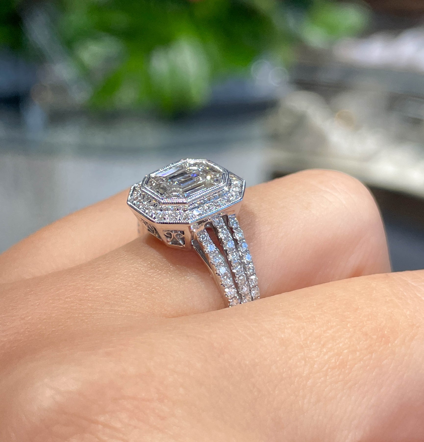 Jay Feder 18K White Gold Emerald Pie-cut Diamond Ring – Jay