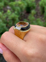 Jay Feder 18K Yellow gold diamond onyx citrine ring