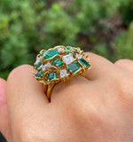 Jay Feder 18K Yellow Gold Emerald & Diamond Ring