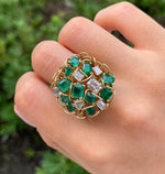 Jay Feder 18K Yellow Gold Emerald & Diamond Ring