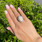 Jay Feder 14K White gold Pink Coral Diamond Halo Ring