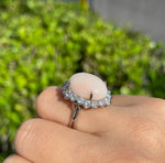 Jay Feder 14K White gold Pink Coral Diamond Halo Ring
