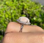 Jay Feder 14K White gold Pink Coral Diamond Halo Ring