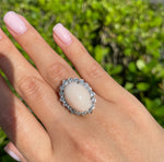 Jay Feder 14K White gold Pink Coral Diamond Halo Ring