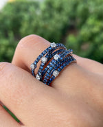 Jay Feder 14K White gold Sapphire 6 Layer Diamond ring