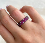 JAY FEDER 18K WHITE GOLD RUBY WEDDING BAND RING