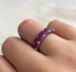 JAY FEDER 18K WHITE GOLD RUBY WEDDING BAND RING