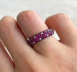 JAY FEDER 18K WHITE GOLD RUBY WEDDING BAND RING
