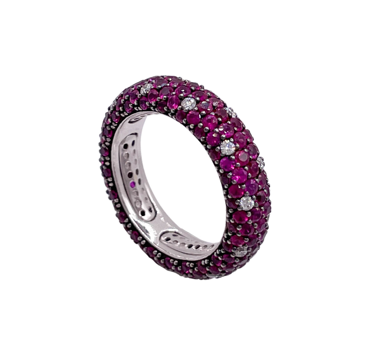 JAY FEDER 18K WHITE GOLD RUBY WEDDING BAND RING