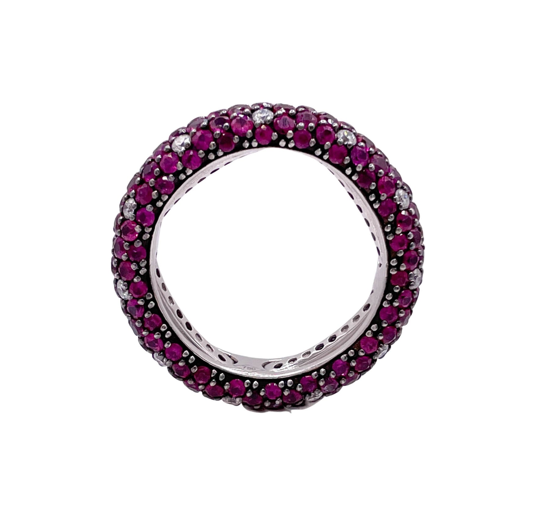 JAY FEDER 18K WHITE GOLD RUBY WEDDING BAND RING