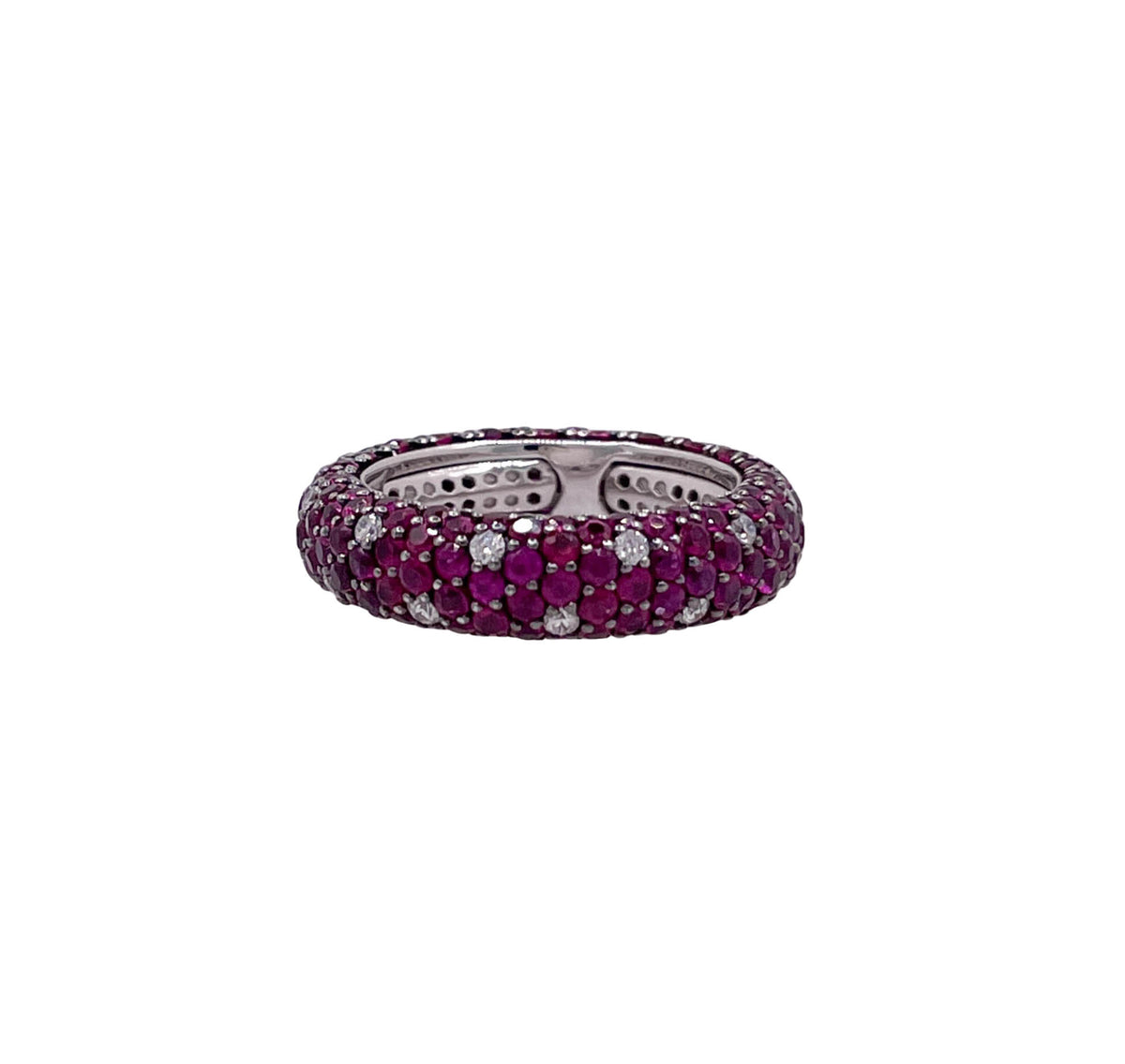 JAY FEDER 18K WHITE GOLD RUBY WEDDING BAND RING