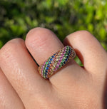 JAY FEDER 18K YELLOW GOLD MULTICOLOR STONE RING