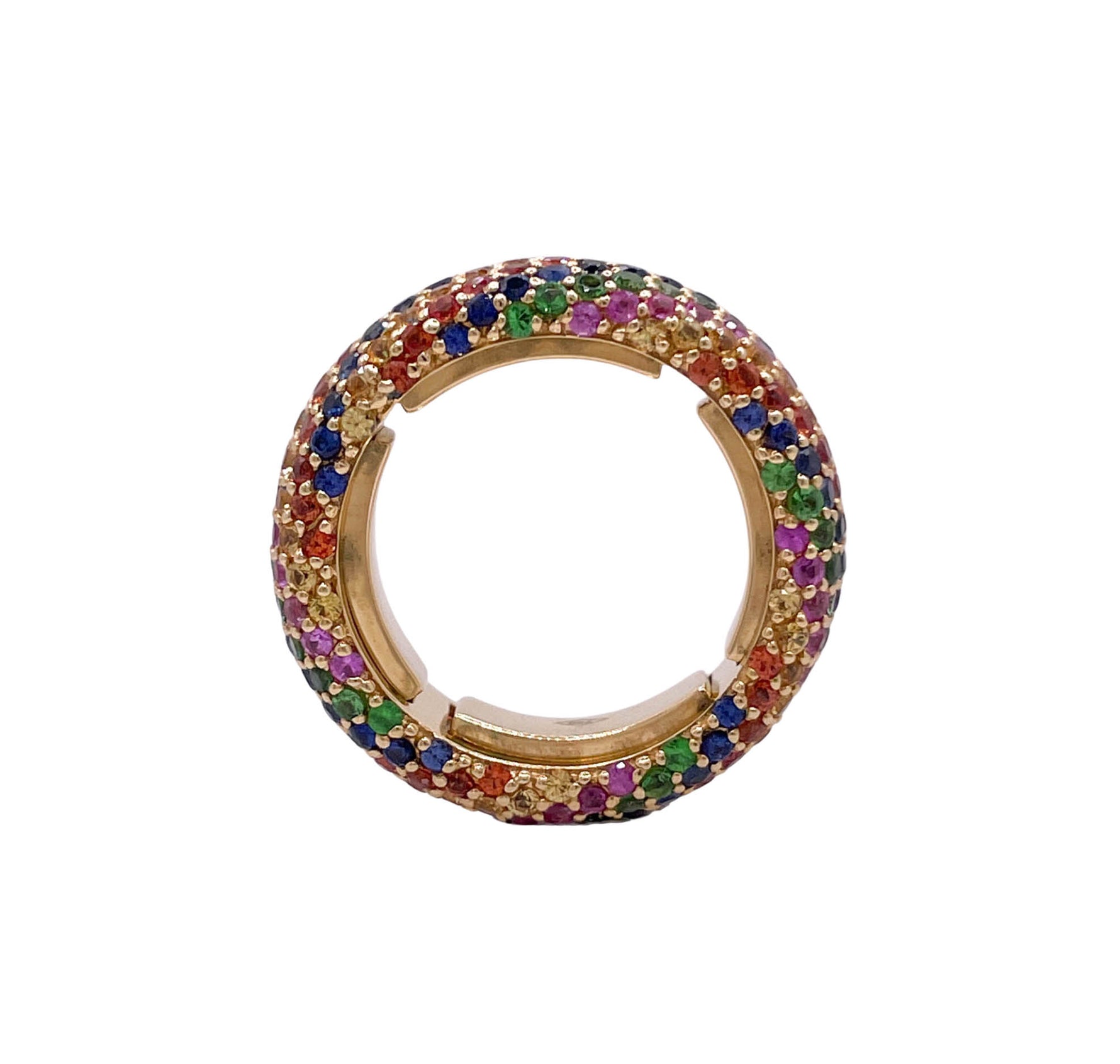 JAY FEDER 18K YELLOW GOLD MULTICOLOR STONE RING
