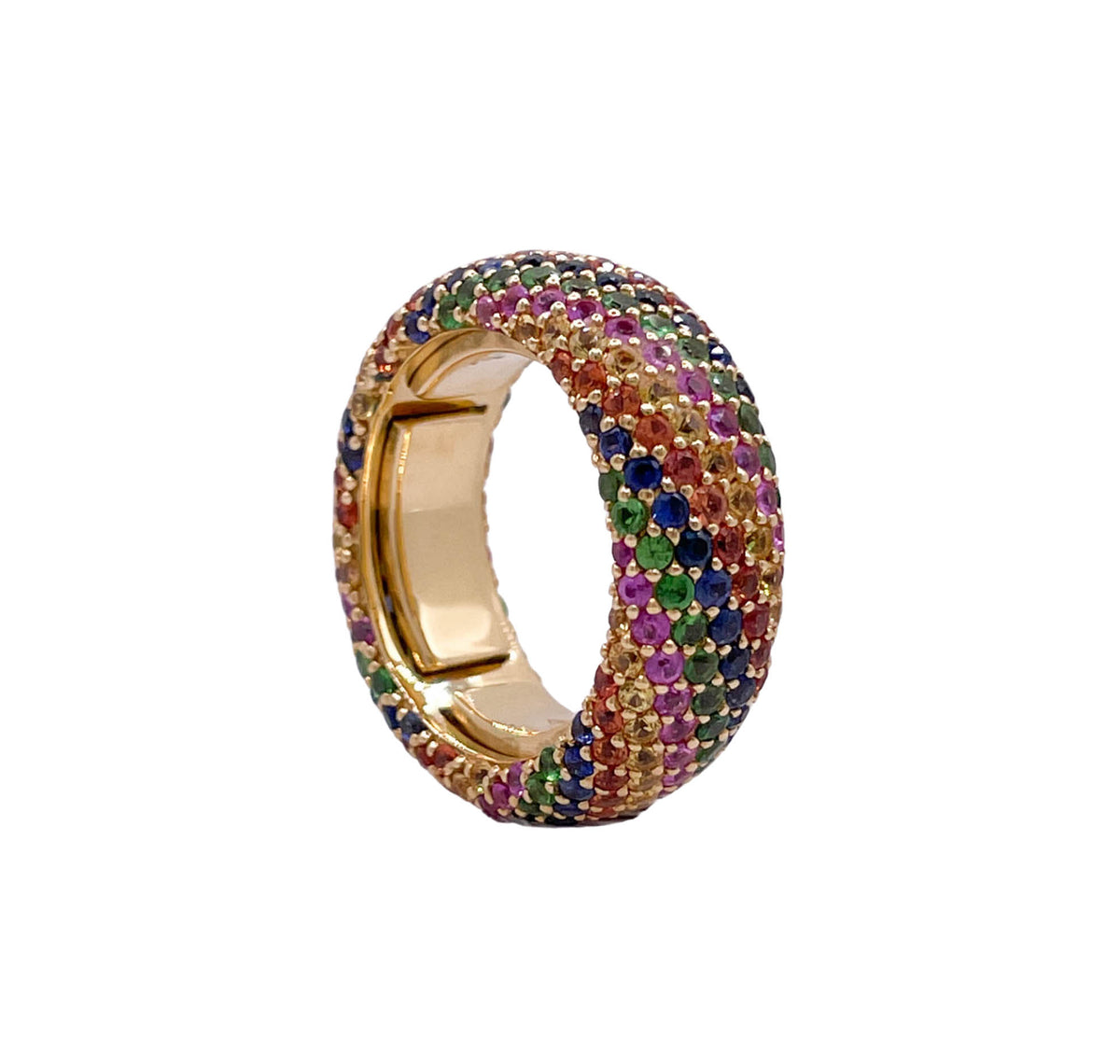 JAY FEDER 18K YELLOW GOLD MULTICOLOR STONE RING