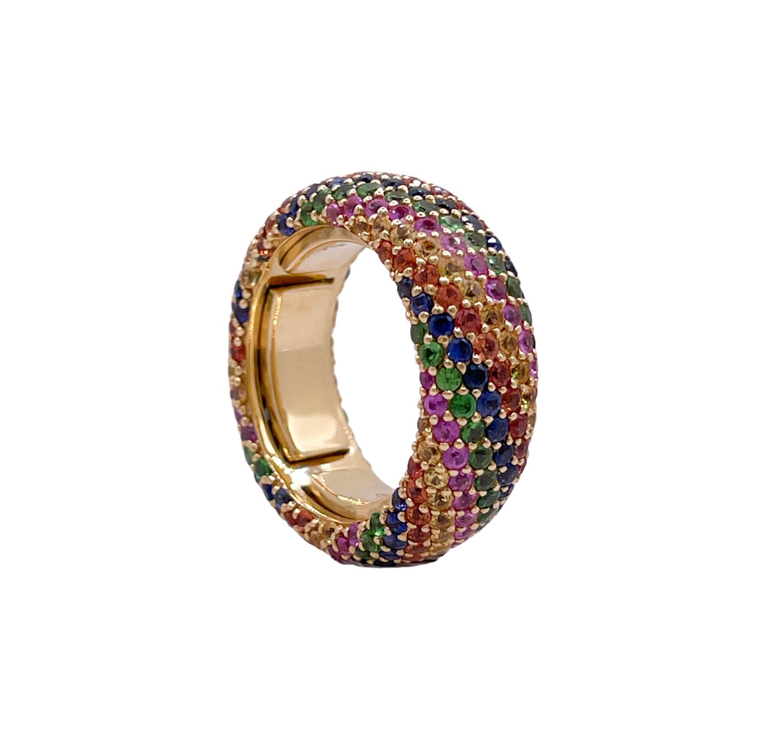 JAY FEDER 18K YELLOW GOLD MULTICOLOR STONE RING