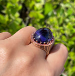 Roule & Co. Amethyst Cabochon and pink Sapphire 18K Rose Gold ring