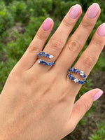 Jay Feder 18K White Gold Sapphire & Diamond Skylight Bypass Ring