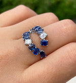 Jay Feder 18K White Gold Sapphire & Diamond Skylight Bypass Ring