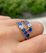 Jay Feder 18K White Gold Sapphire & Diamond Skylight Bypass Ring