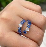 Jay Feder 18K White Gold Sapphire & Diamond Skylight Bypass Ring