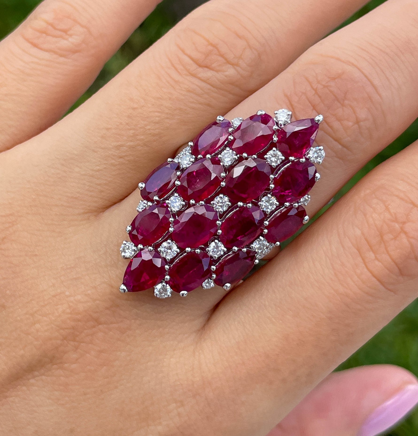 Sutra 18K White Gold Ruby & Diamond Ring