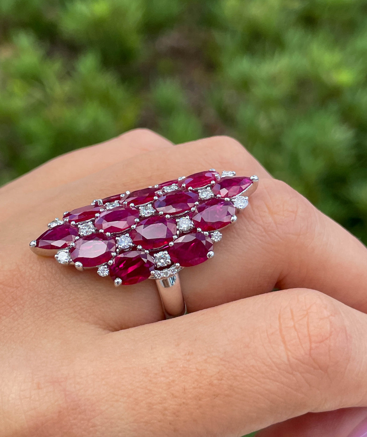Sutra 18K White Gold Ruby & Diamond Ring