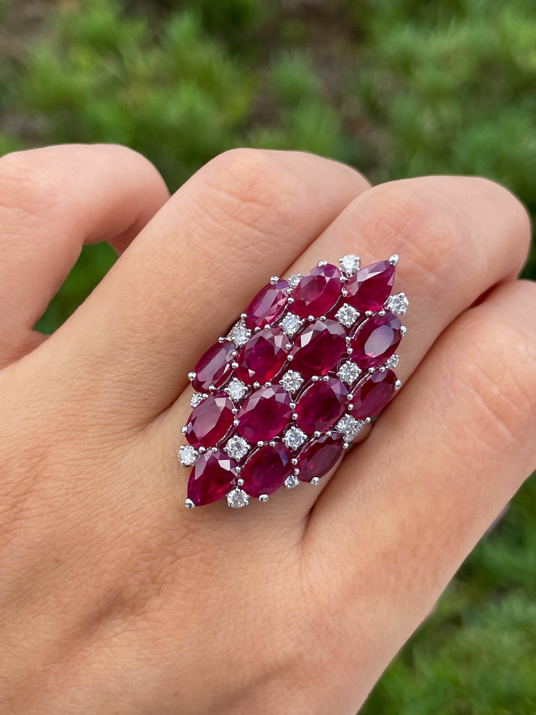 Sutra 18K White Gold Ruby & Diamond Ring