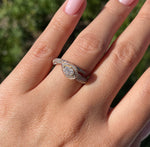 JAY FEDER 14K ROSE GOLD DIAMOND PEAR HALO RING