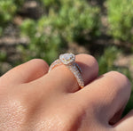 JAY FEDER 14K ROSE GOLD DIAMOND PEAR HALO RING