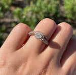 JAY FEDER 14K ROSE GOLD DIAMOND PEAR HALO RING