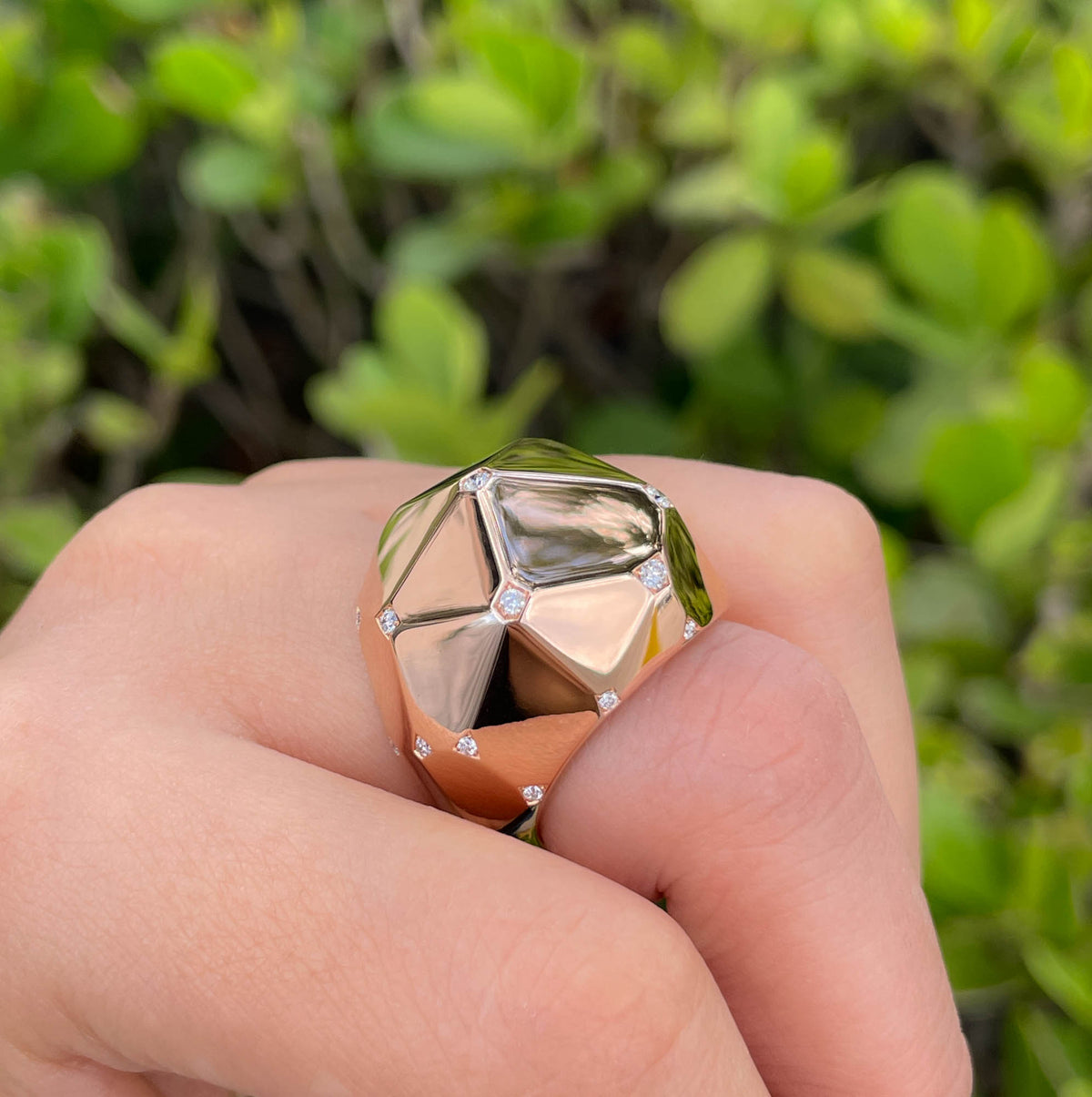 JAY FEDER 18K ROSE GOLD DIAMOND GEODOME RING
