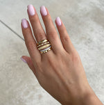 JAY FEDER 18K YELLOW GOLD DIAMOND 5 ROW BAND RING