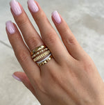 JAY FEDER 18K YELLOW GOLD DIAMOND 5 ROW BAND RING