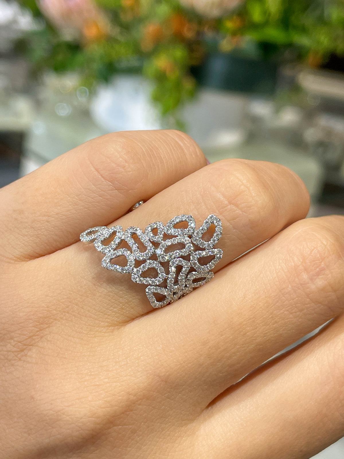 Jay Feder 18k white gold diamond Open Sided Abstract Band