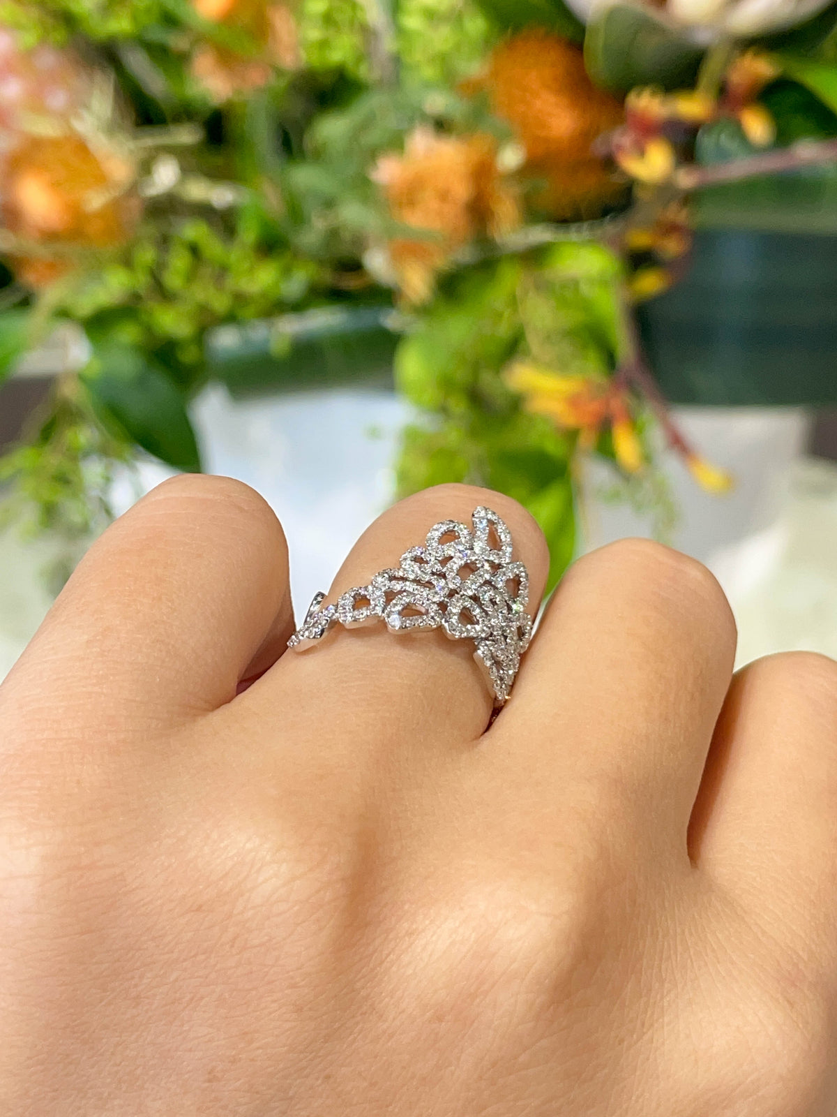 Jay Feder 18k white gold diamond Open Sided Abstract Band