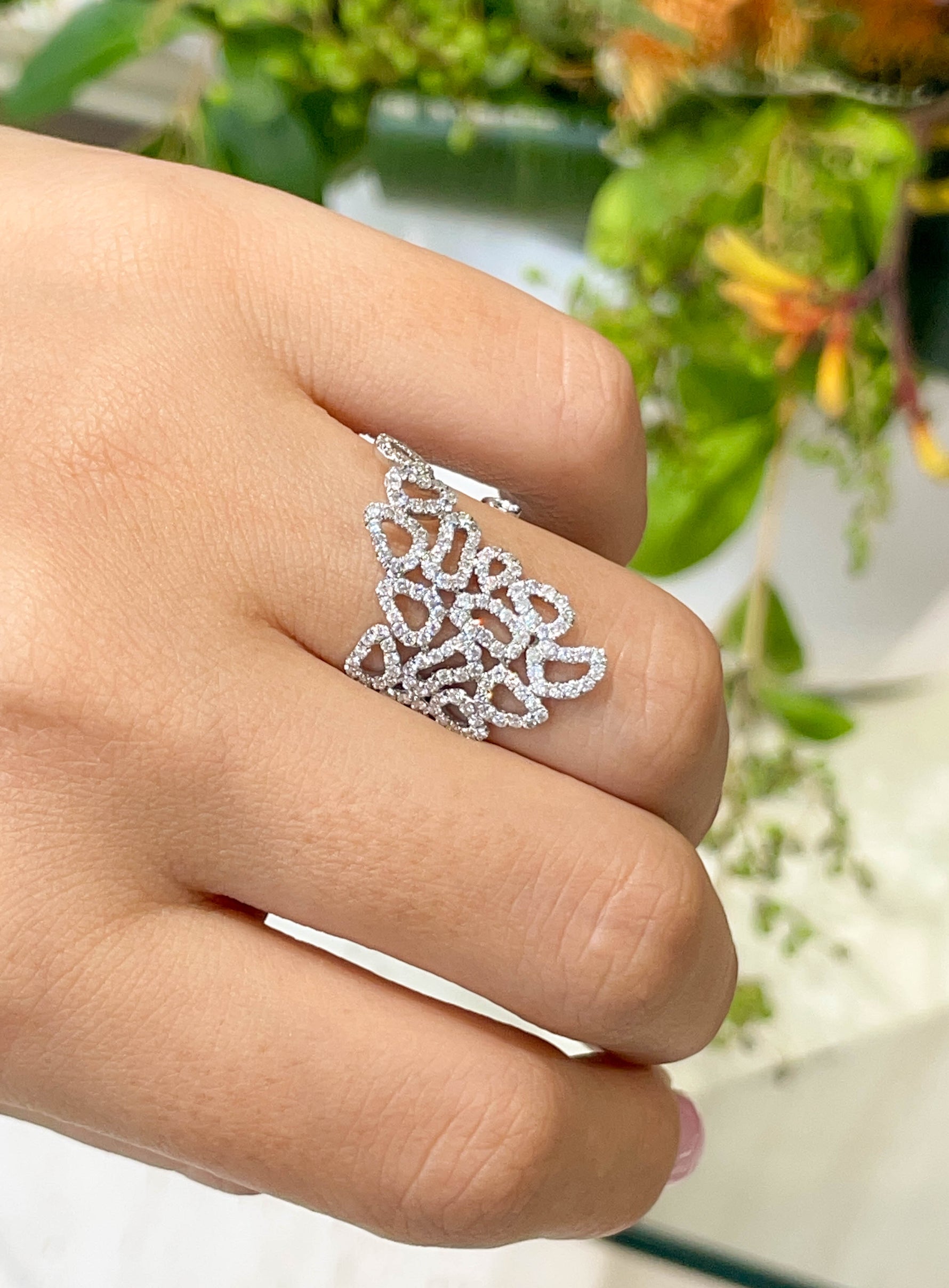 Jay Feder 18k white gold diamond Open Sided Abstract Band