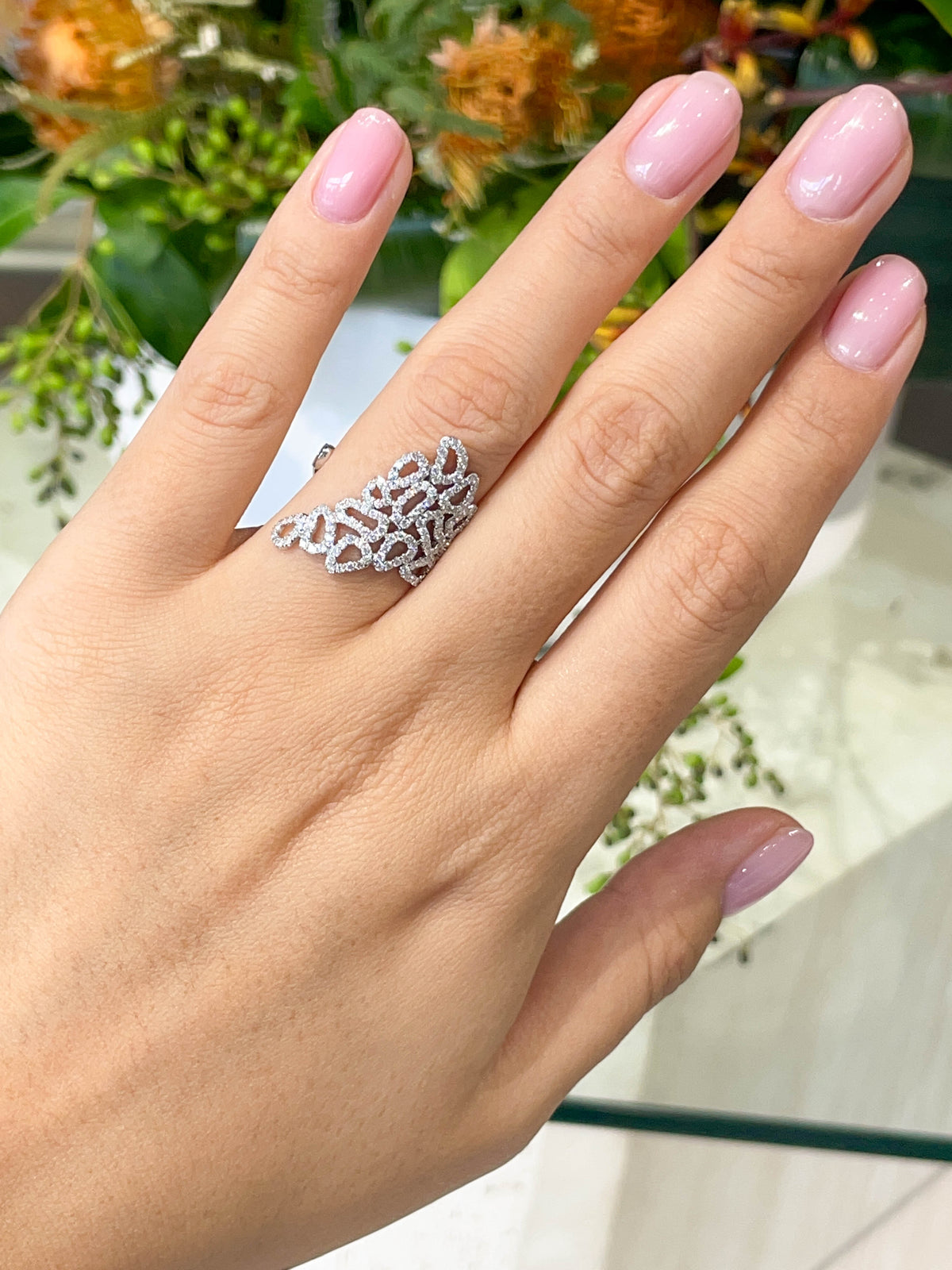 Jay Feder 18k white gold diamond Open Sided Abstract Band