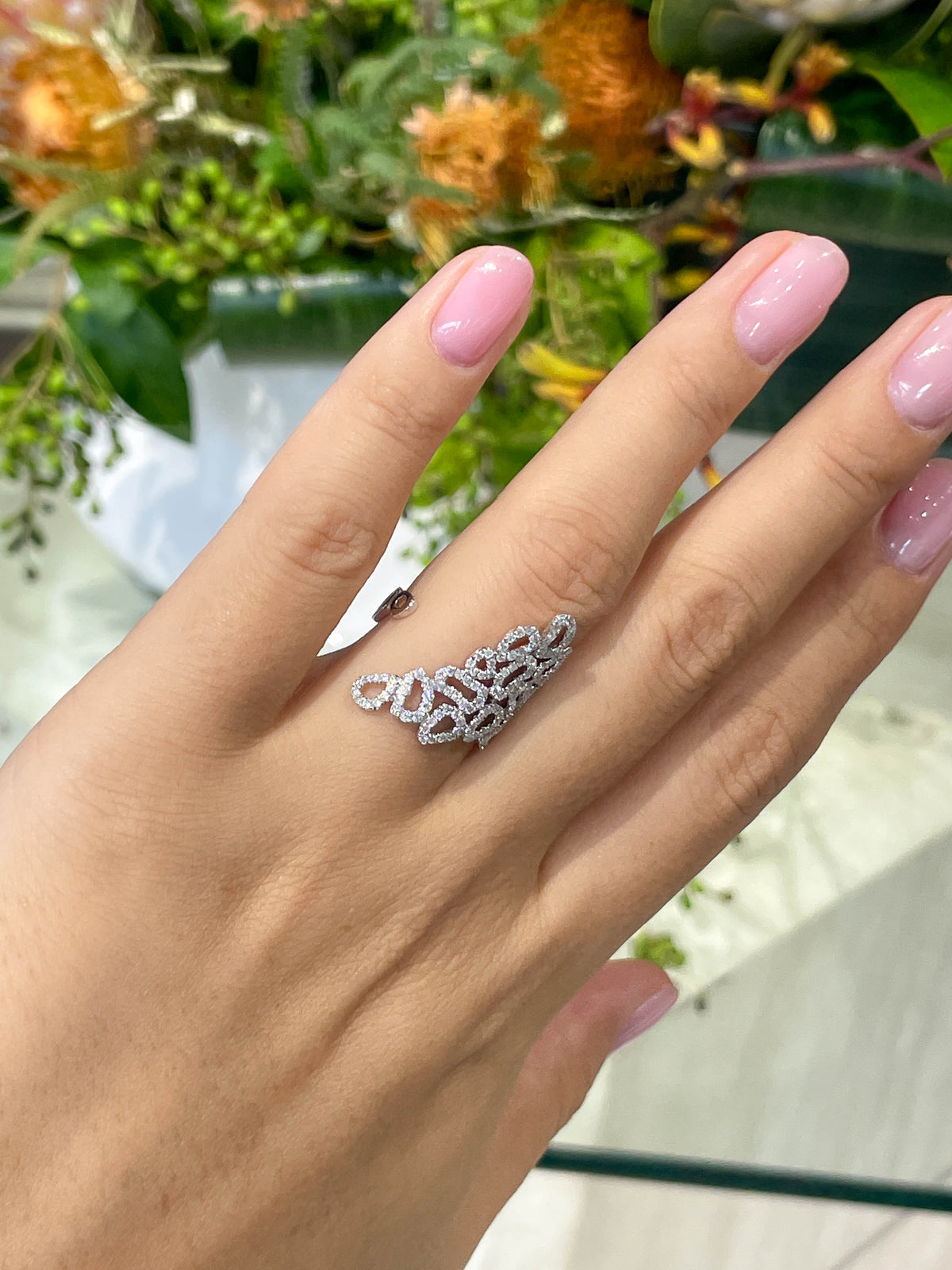 Jay Feder 18k white gold diamond Open Sided Abstract Band