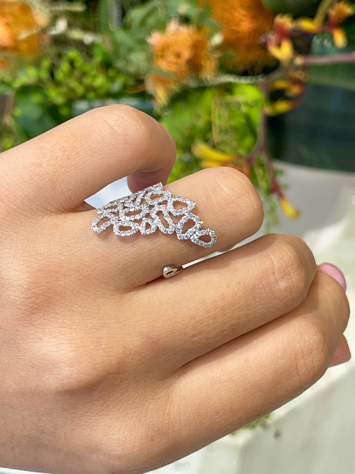 Jay Feder 18k white gold diamond Open Sided Abstract Band