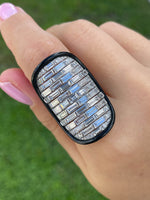 Sutra 18K White Gold Diamond Black Ceramic Ring