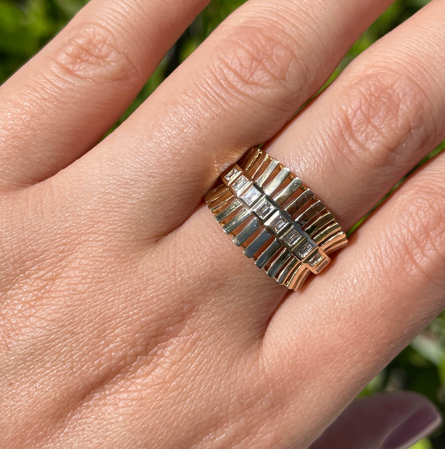 Jay Feder 14k yellow Gold Baguette Diamond Band Ring