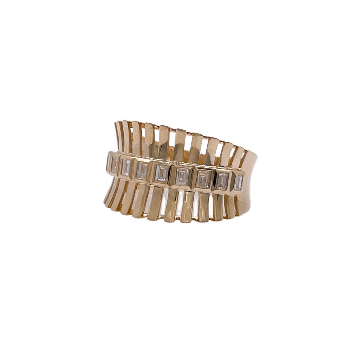Jay Feder 14k yellow Gold Baguette Diamond Band Ring