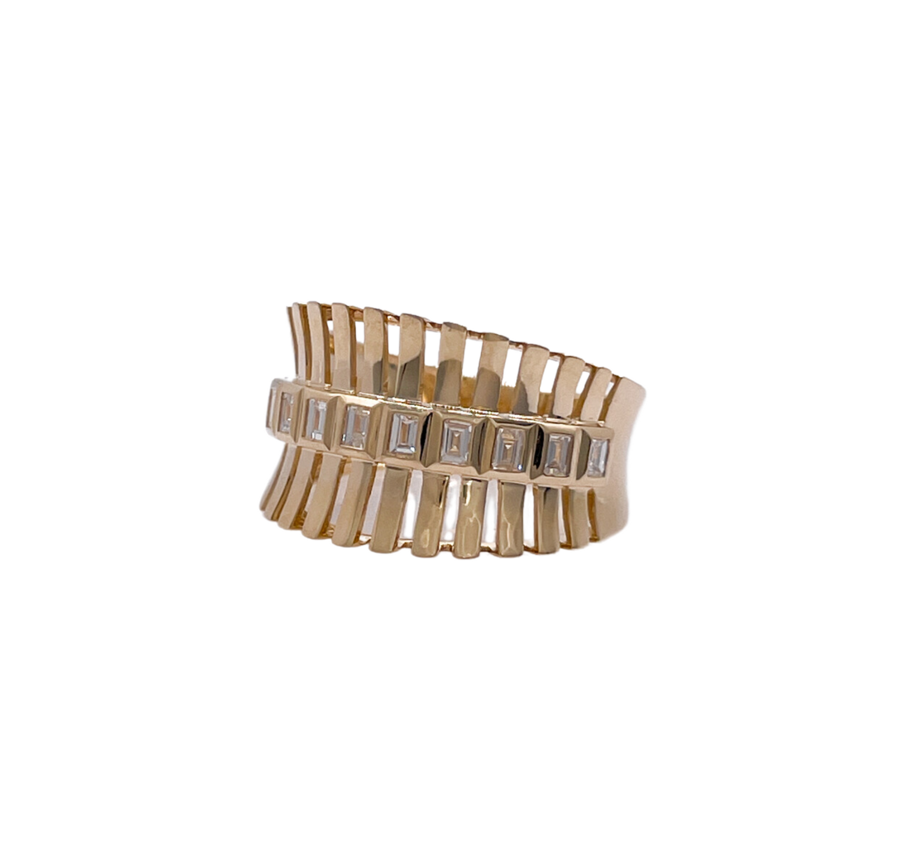 Jay Feder 14k yellow Gold Baguette Diamond Band Ring