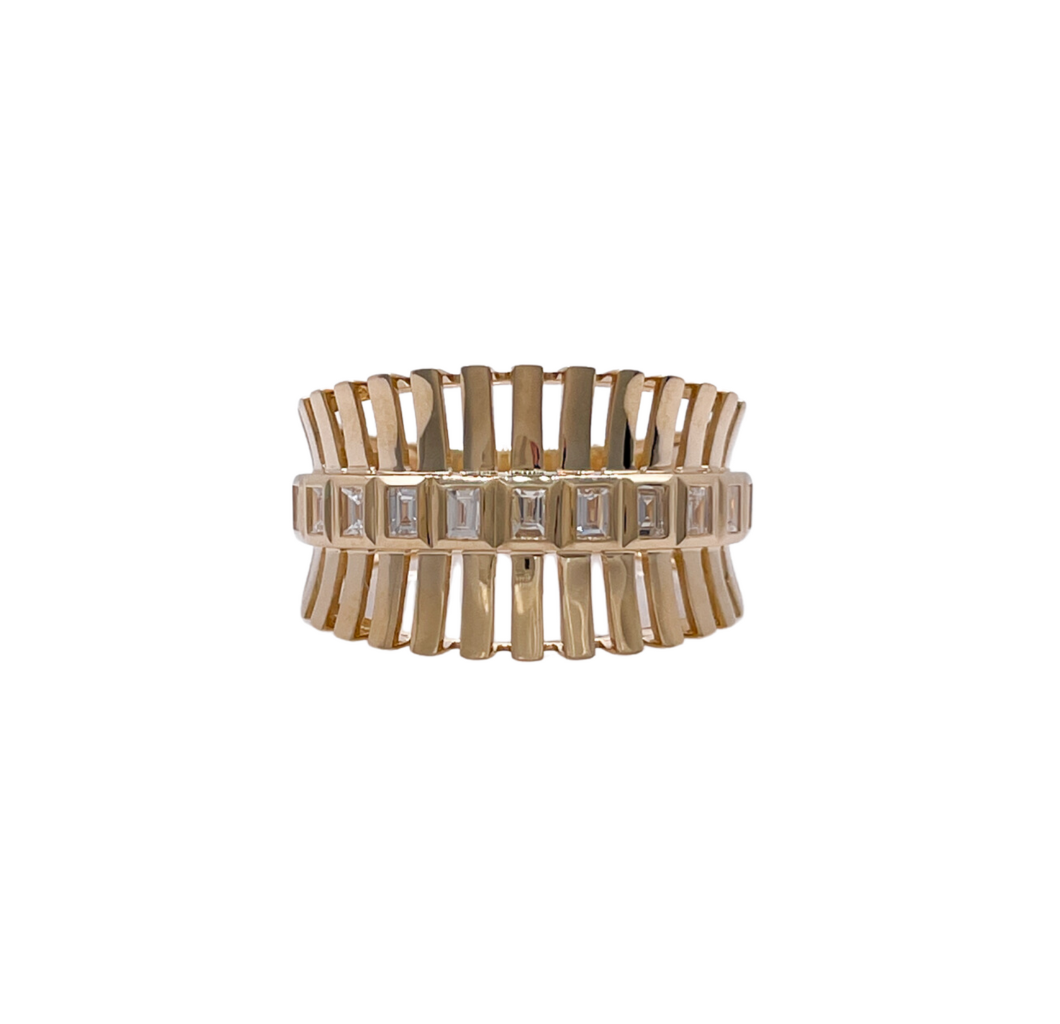 Jay Feder 14k yellow Gold Baguette Diamond Band Ring